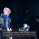 Shizu is curled in a ball in a dark hallway of the training level. She’s weird. I love her.